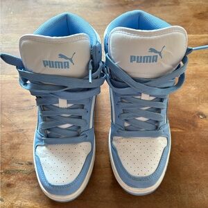 Puma Light Blue and White Sneakers